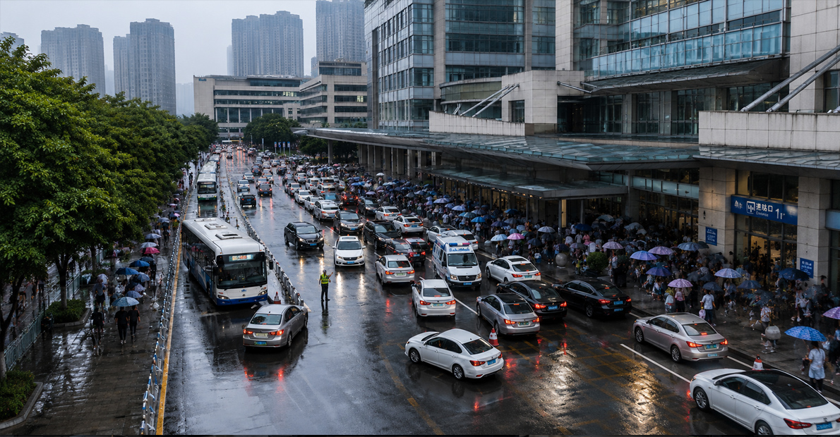 AI analysis monitoring dense people and vehicle flows across a critical transport hub