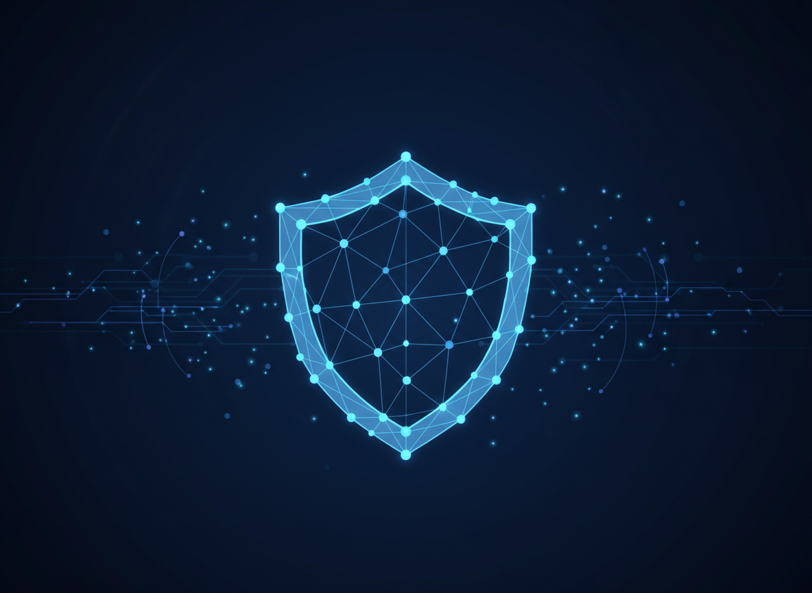 Digital shield representing responsible and secure AI technology